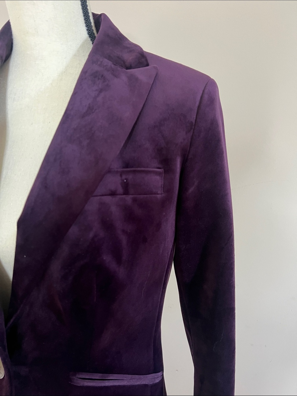 🍆👾♉️🍠Willow Glenn Women's Purple Velvet Single-Button Blazer - Picture 4 of 10